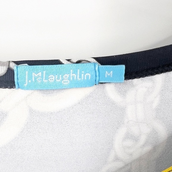 ✅J.McLaughlin Gold Chain Print Metallic NYLON/SPANDEX MEDIUM  White Silver Split - Picture 3 of 5